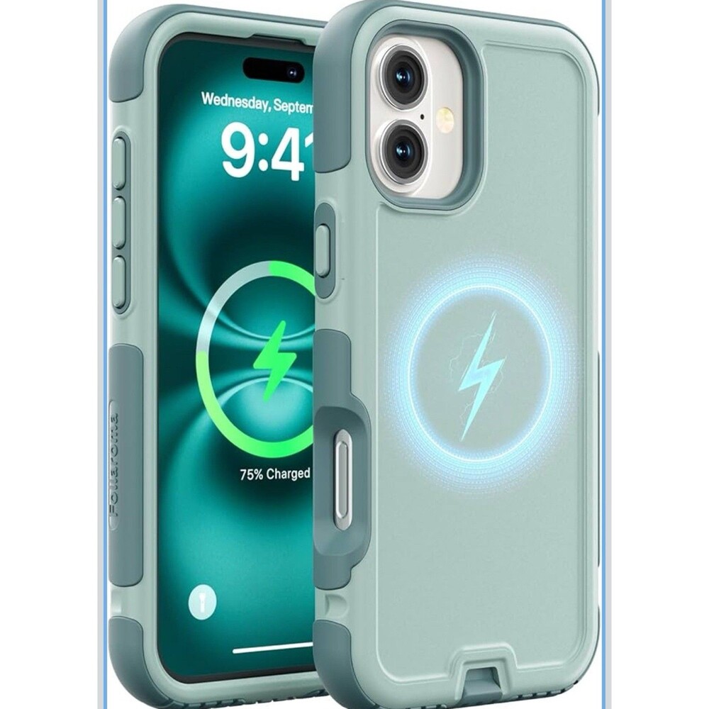iPhone 16 Case, Compatible MagSafe, Heavy Duty Shockproof Drop Protection Green
